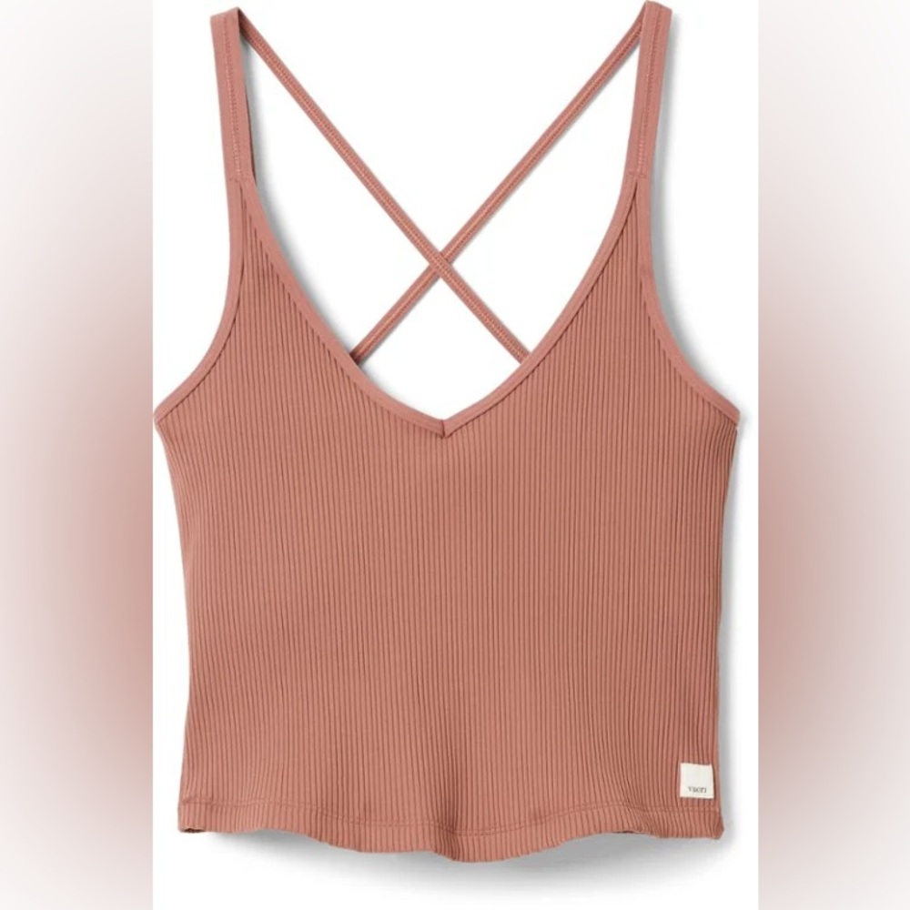 Vuori Rib Crop Tank Top - Women's Rosewood Small